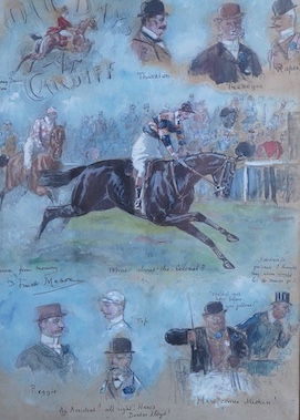 George Finch Mason (1850-1915), ‘Old Days At Cardiff’, drawn from memory, signed with inscriptions, watercolour heightened with white, 35 x 24cm